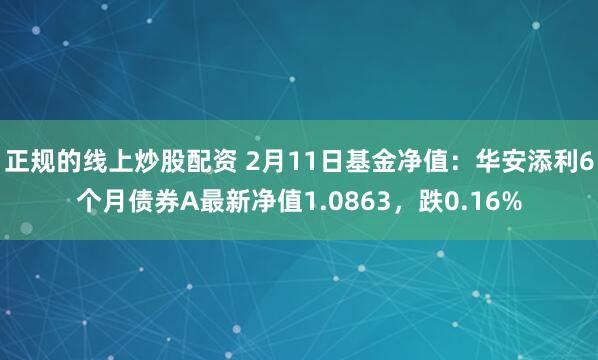 正规的线上炒股配资 2月11日基金净值：华安添利6个月债券A最新净值1.0863，跌0.16%