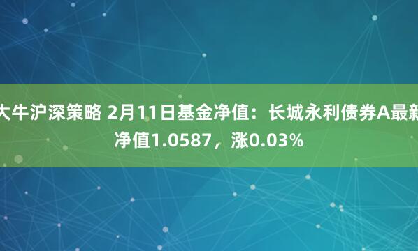 大牛沪深策略 2月11日基金净值：长城永利债券A最新净值1.0587，涨0.03%