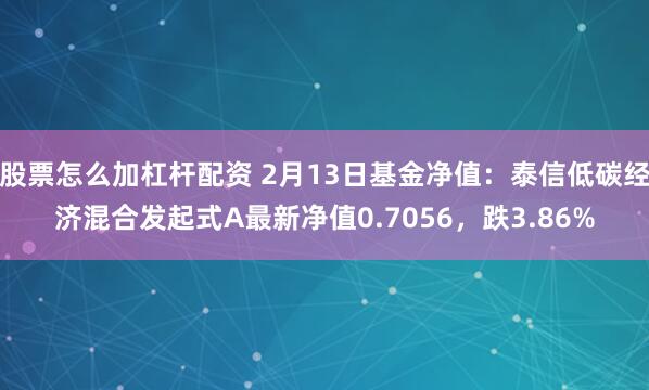 股票怎么加杠杆配资 2月13日基金净值：泰信低碳经济混合发起式A最新净值0.7056，跌3.86%