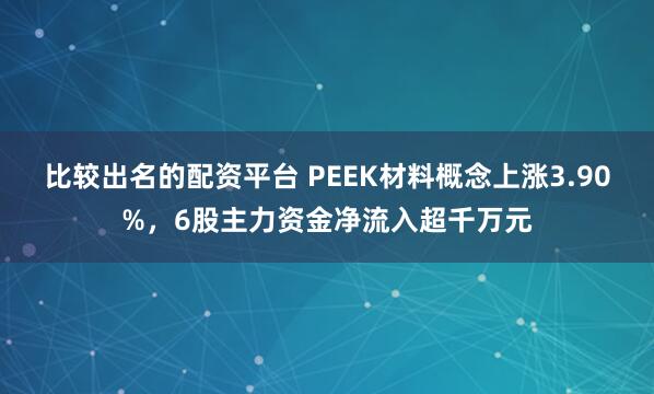 比较出名的配资平台 PEEK材料概念上涨3.90%，6股主力资金净流入超千万元