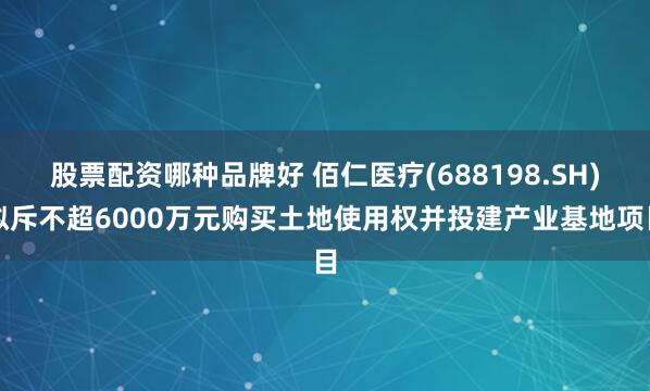 股票配资哪种品牌好 佰仁医疗(688198.SH)拟斥不超6000万元购买土地使用权并投建产业基地项目