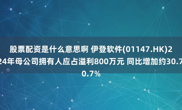 股票配资是什么意思啊 伊登软件(01147.HK)2024年母公司拥有人应占溢利800万元 同比增加约30.7%