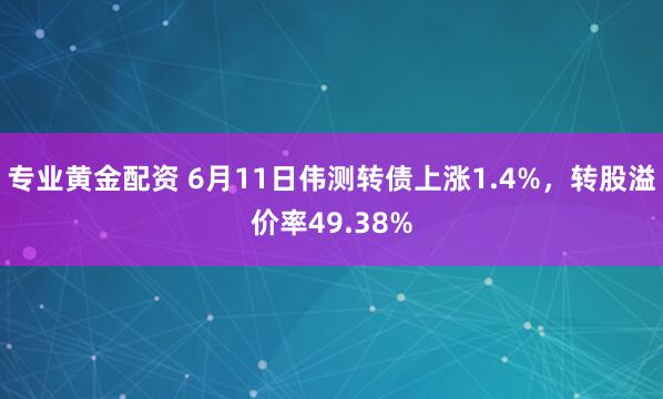 专业黄金配资 6月11日伟测转债上涨1.4%，转股溢价率49.38%