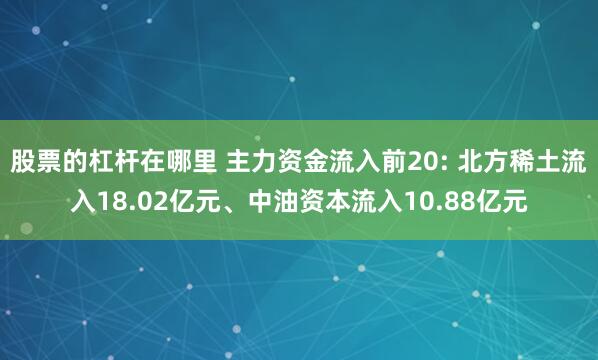 股票的杠杆在哪里 主力资金流入前20: 北方稀土流入18.02亿元、中油资本流入10.88亿元
